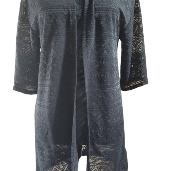 Divided H&M Sheer Black Women's Cardigan Triangle Pattern Size XS - Picture 2 of 9